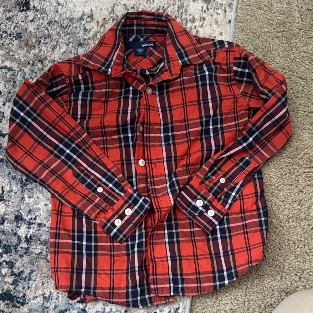 Basic Editions Kids Red and Blue Plaid Shirt